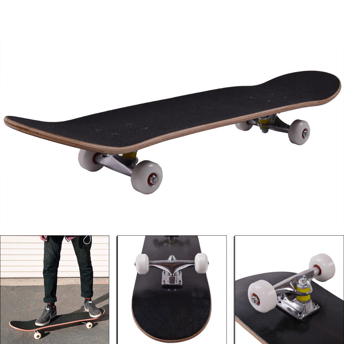Adult Complete Skateboard Stained BLACK 31.5in Skateboards Ready to ride New 