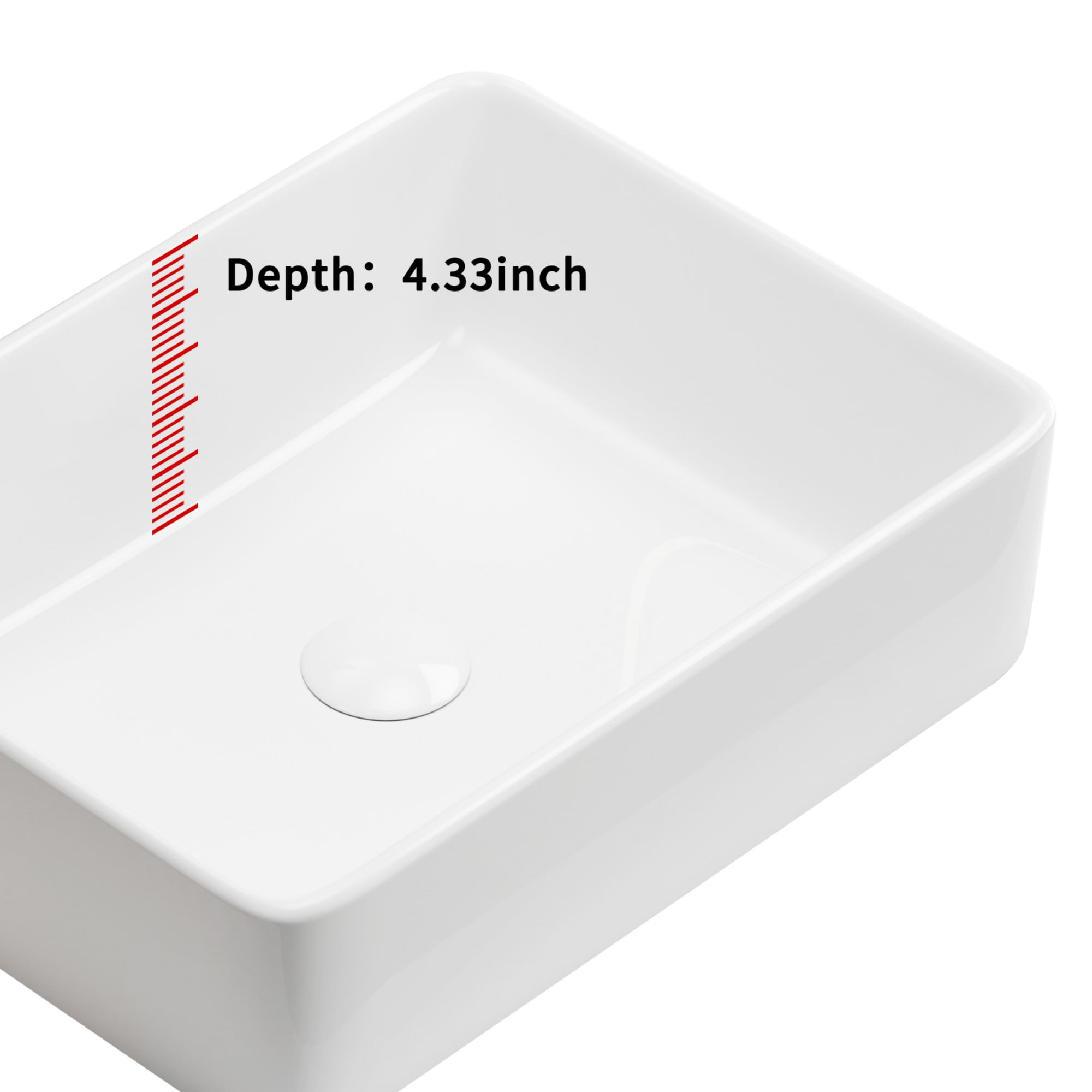 Bathroom Vessel Sink,Small Sink Above Counter,White Porcelain Ceramic,Bathroom Vanity Sink,Rectangle 02