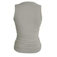thumbnail image 5 of UYISJ Summer Tank Tops for Women Trendy 2024 Sleeveless Crew Neck Ribbed Knit Shirts Slim Fitted Side Ruched Casual Basic Solid Color Camisole Tunic Blouse, 5 of 5