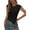 Black, variant on PRETTYGARDEN Going Out Tops for Women Trendy Cap Sleeve Crewneck Ruched Slim Fit Ribbed Knit Tanks Casual Fashion Asymmetrical Tee Shirts