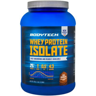 BodyTech Whey Protein Isolate Powder  With 25 Grams of Protein per Serving  BCAA's  Ideal for PostWorkout Muscle Building  Growth, Contains Milk  Soy  Rich Chocolate (3