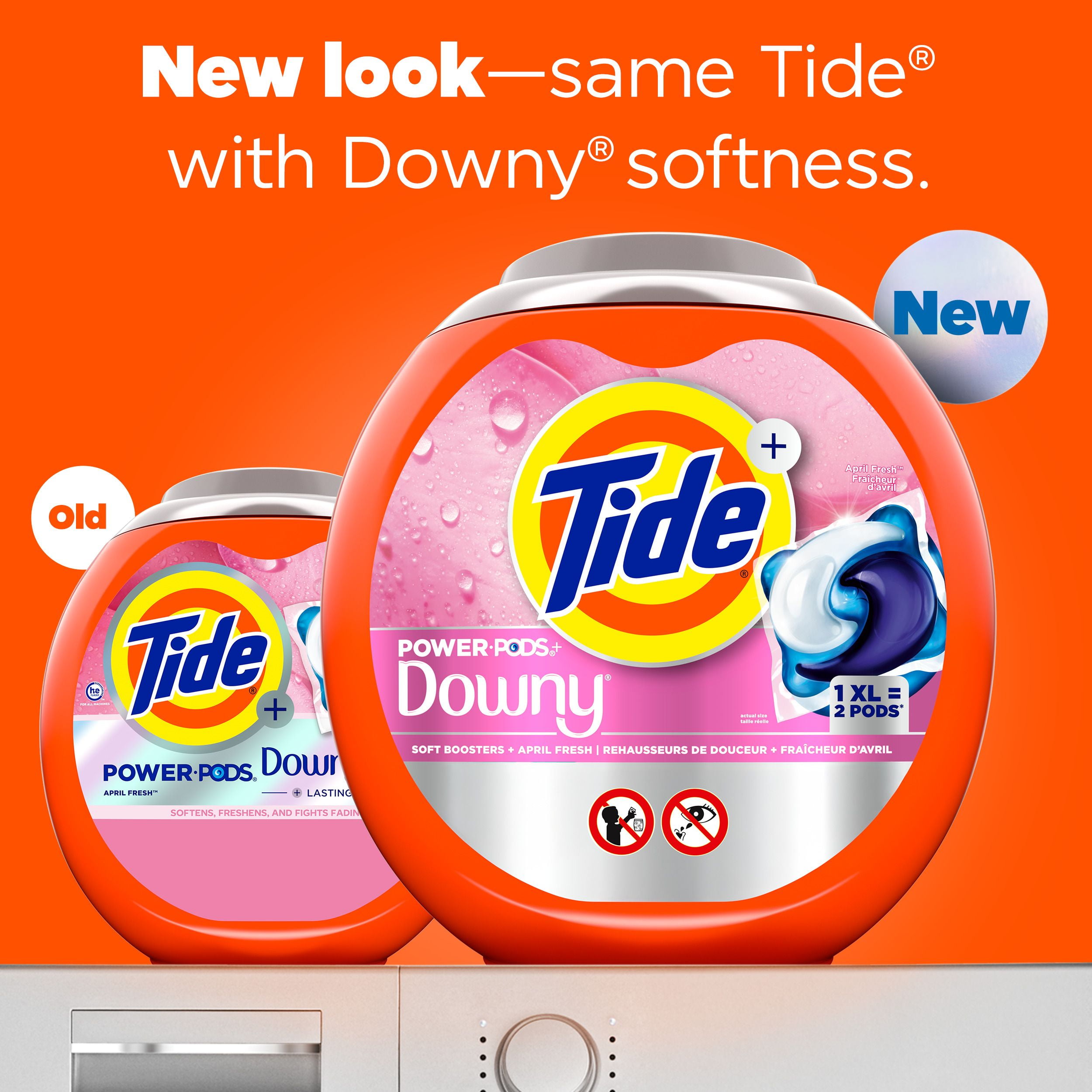 Tide Power PODs + Downy Laundry Detergent Pods, Soft Boosters + April Fresh, Detergent soap pacs for Laundry washing, HE compatible, 63 Count