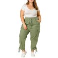 thumbnail image 3 of MODA NOVA Juniors Plus Size Drawstring Elastic Waist Stacked Cargo Pants, 3 of 6