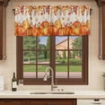 thumbnail image 6 of Thanksgiving Curtain Valances for Windows, Kitchen Valance Window Treatments Panel 2 Pack, Autumn Pumpkin Orange Red Vintage Leaf Rod Pocket Short Curtains for Bathroom Bedroom 42 x 12 Inch, 6 of 8
