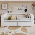 thumbnail image 3 of EUROCO Wood Twin Size Daybed with 2 Shelves and Drawers, White, 3 of 16