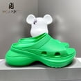thumbnail image 2 of Zapatilla de verano para mujer, plataforma ligera de playa, zapatilla con agujeros de Color caramelo, moda novedosa, mulas perezosas para exteriores en verde y amarillo, 2 of 4