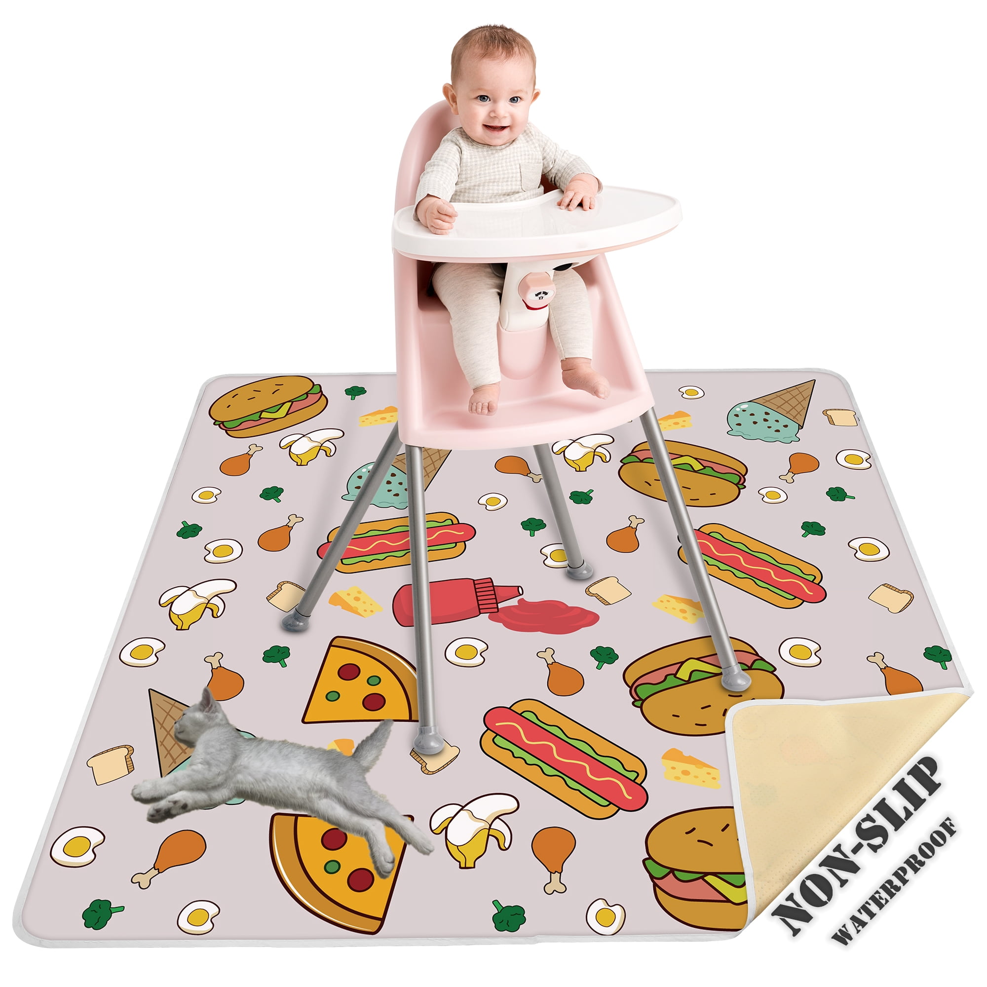 Toddler Booster Seat Splat Mat for Baby High Chair Floor Protector 50 inch 