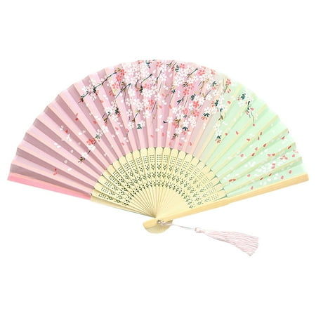 

〖Jisuan〗Home Decoration Folding Fan Chinese Fan Hand Fans For Women Foldable Silk Bamboos Foldable Fan Hollowed Fringe Hand Fan Foldable Paper Fans For Wedding Dancing Party Home Decoration