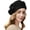 Black, variant on Flower Embroidery Beret Hat for Women, French Style Knitted Beret Hats, Stylish Solid Color Beret Cap for Women Lady