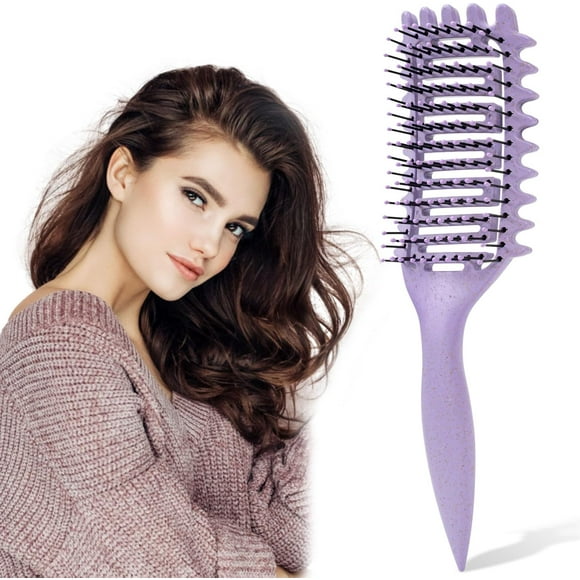 shiyou-Curl Defining Brush, Curly Hair Brush for Women & Men, Curl Brush, Detangling Hair Brush for Dry & Wet Hair, Vented Brush for Shaping Defining Curls Wet Hair (Purple, 1 PCS)