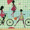 thumbnail image 2 of Ambesonne Fashion Fabric by the Yard Upholstery, Shopping Biking Style Art, 2 Yards, Pale Maroon Cream, 2 of 5