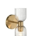 thumbnail image 5 of Robert Stevenson Lighting Josephine - Mid-Century Modern Metal and Clear Ribbed Glass Wall Light, Brushed Gold, 5 of 5