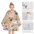thumbnail image 6 of Bulldog Dog and Flower Florals Blanket Hoodies for Kids 6-13YR Oversize Wearable Blanket Hoodies for Boys Girls Teens, 6 of 7