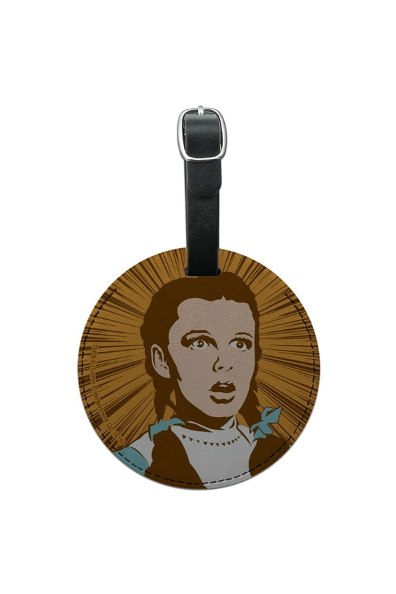 Wizard of Oz Dorothy Not in Kansas Round Leather Luggage Card Suitcase Carry-On ID Tag