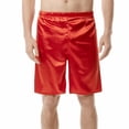thumbnail image 3 of SWSMCLT Men's Satin Pajama Shorts Sleepwear Knee Length Silk Sleeping Shorts Soft Summer Lightweight Elastic Waist Cool Red 38, 3 of 4