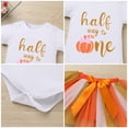 thumbnail image 6 of IBTOM CASTLE Toddler Baby Girls Pumpkin 1st Birthday Outfit Halloween Princess Romper + Tutu Skirt + Headband Clothes Set for Cake Smash Photo Shoot 0-6 Months Pumpkin Half Way to One, 6 of 8
