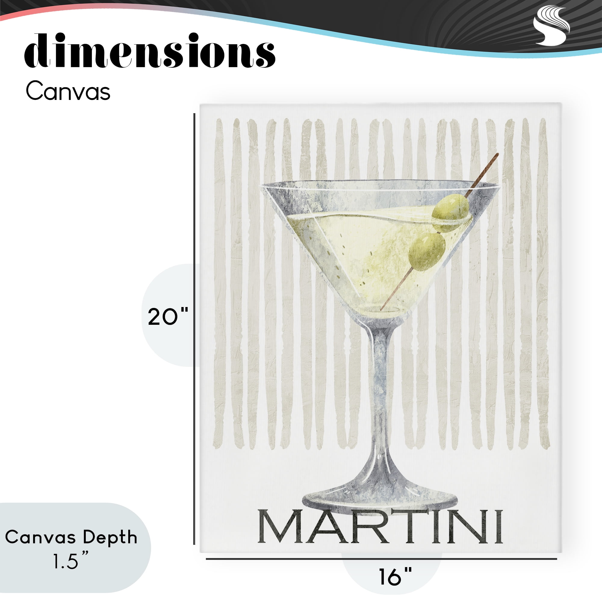 Stupell Industries Subtle Martini Drink Canvas Wall Art, design by Kim Allen