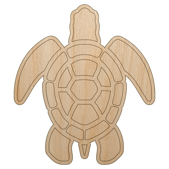Sea Turtle Tribal Wood Shape Unfinished Piece Cutout Craft DIY Projects - 4.70 Inch Size - 1/8 Inch Thick