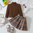 thumbnail image 2 of Sngxgn Kids Toddler Baby Girl Fall Winter Outfit Long Sleeve Pompom Shirt Sweater Top Skirt(Brown,120), 2 of 8