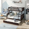 thumbnail image 2 of Costway Pinewood Twin over Full Trundle Bunk Bed with Guardrail and Ladder, Espresso, 2 of 10