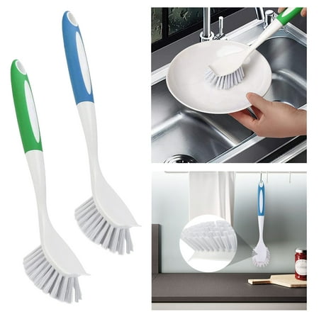 

HANXIULIN 2PC Dish Brush With Handle Kitchen Scrub Brushes For Cleaning Scrubber With Stiff Bristles For Pots Pans Sink