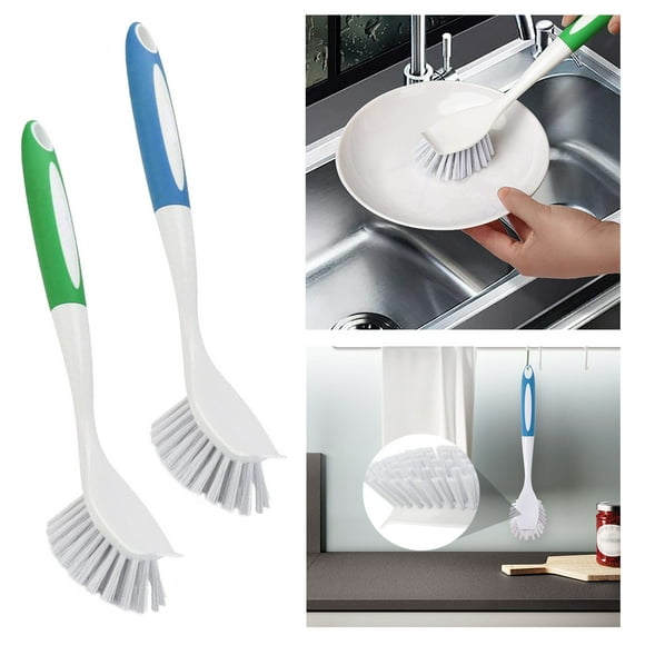 Brosse de Nettoyage de Catégorie de Produit 1 Titre de Produit Lot de 2 Brosse à Vaisselle avec Manche pour Nettoyage de Cuisine Brosse Rigide pour Casseroles Poêles Outil de Récurage Durable Usage Quotidien Ménager 2 Pcs