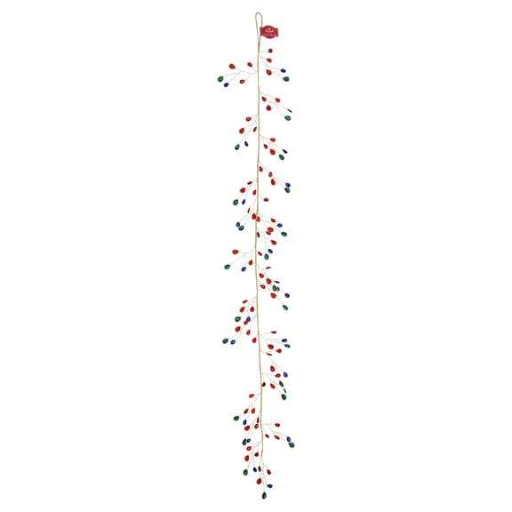 Plastic Gem Leaf Christmas Garland, Multicolor, 5', by Holiday Time
