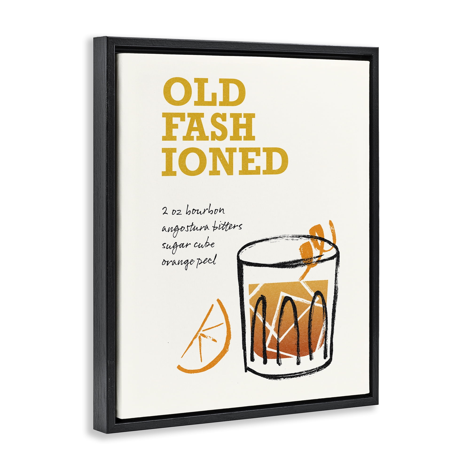 Stupell Industries Old Fashioned Recipe Food & Beverage Painting Black Floater Framed Art Print Wall Art, 25 x 31
