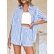 thumbnail image 5 of Conjunto de Dos Piezas para Mujer 2026: Camisa A Rayas y Pantalones Cortos. Azul L, 5 of 7
