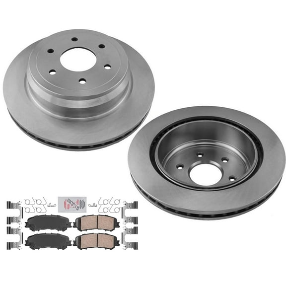 AmeriBRAKES OE Coated REAR Disc Brake Rotors Pads For 2017-2021 Nissan Titan