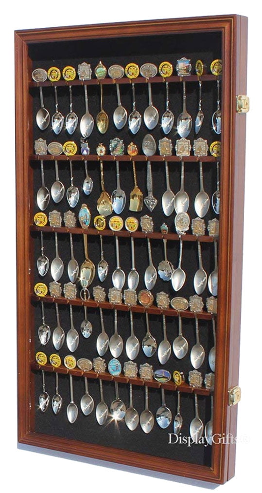 60 Spoon Display Case Cabinet Wall Mount Rack Holder 98% UV Protection Lockable 