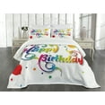 thumbnail image 3 of Ambesonne Colorful Quilted Bedspread Set 3 Pcs, Birthday Words Floral, Queen Size, Multicolor, 3 of 5