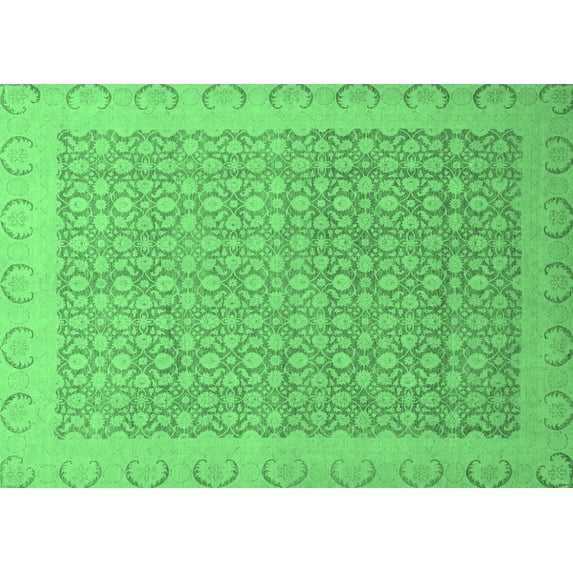 Ahgly Company Indoor Rectangle Oriental Emerald Green Traditional Area Rugs, 4' x 6'