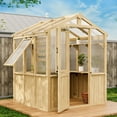 thumbnail image 2 of EAGLE PEAK 6.7 ft. x 6 ft.Wooden Polycarbonate Walk-in Greenhouse, Cedar Hobby Green House with Roof Vent, Natural, 2 of 10