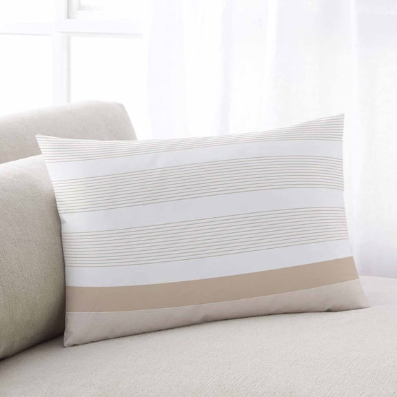 Brown Stripe Throw Pillow Cover, Pillowcase Protectors with Zipper, Breathable Decorative Lumbar Pillow Case Cover, Modern Rustic Horizontal Brown Striped Pillow Shams for Couch Sofa 12x20Inch