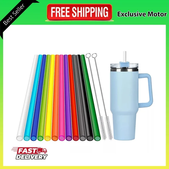 12 Pack Color Replacement Straws For Stanley 40 Oz Tumbler, 12 Inch Reusable Str