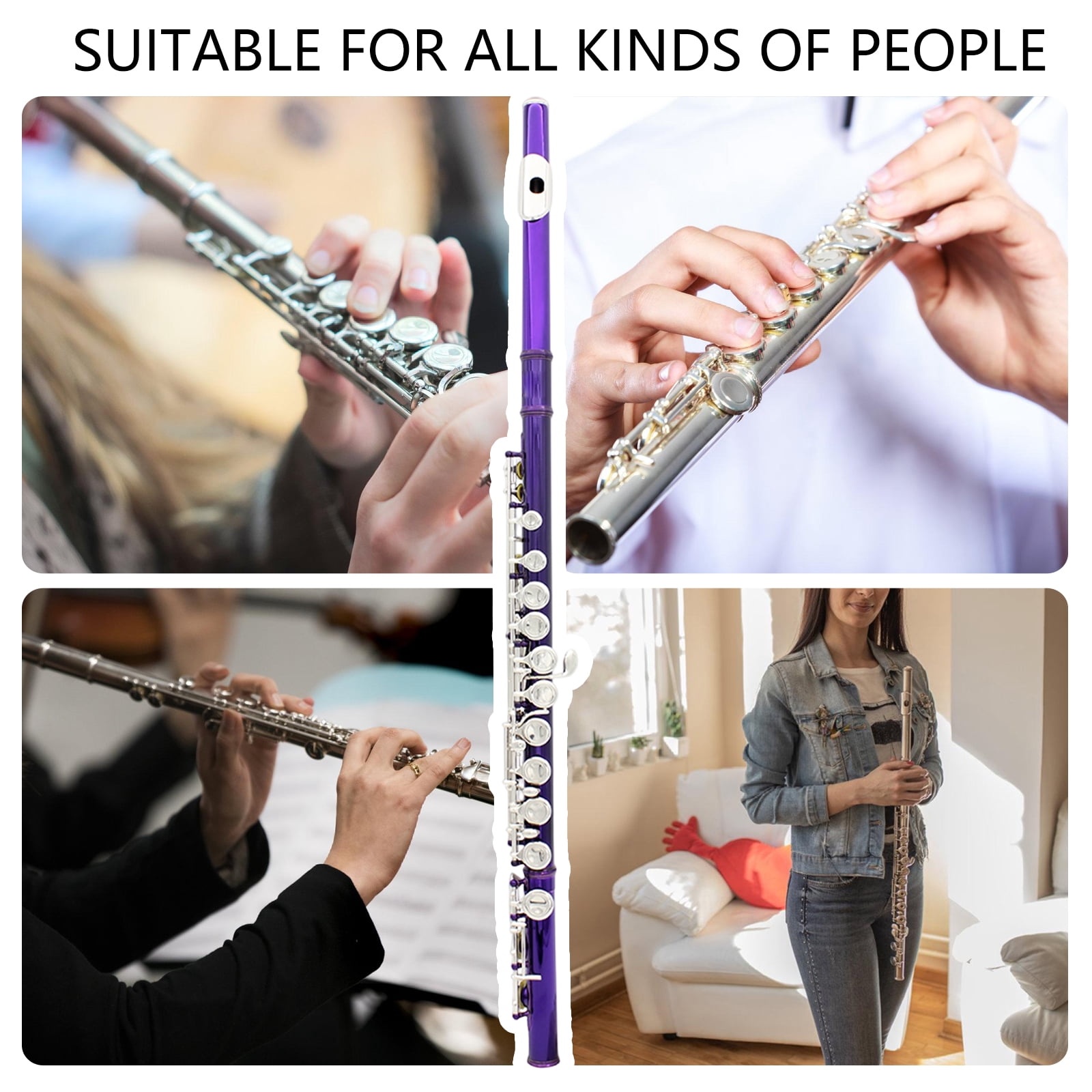 C Tone Closed Hole Flute Woodwind Instrument Flute With Cleaning Cloth For Live Performances And Practice