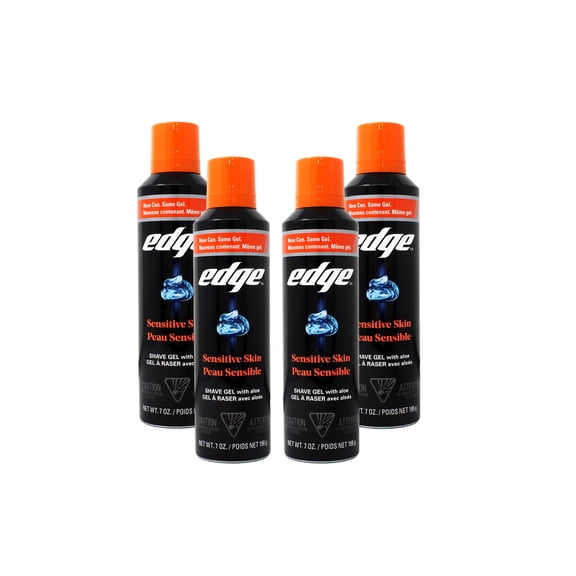 Pack of 4 Edge Sensitive Skin Shave Gel with Aloe - 7 oz - Package may vary