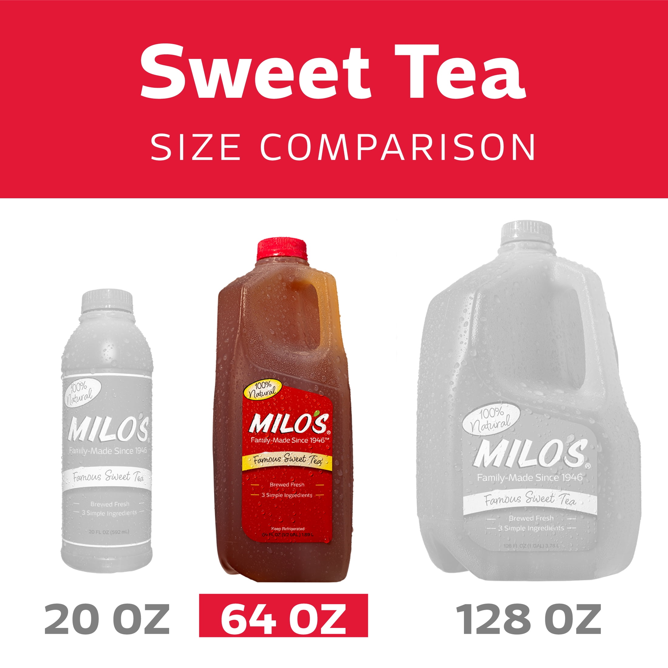 Milo's Sweet Iced Tea Half Gallon, Fresh Brewed Refrigerated Tea 64 fl oz