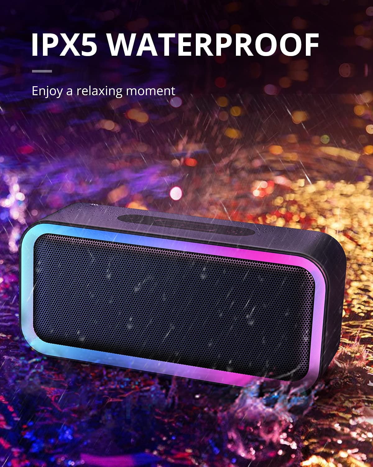 16W LED RGB Bluetooth Party Speaker, Portable, Wireless, IPX6 Waterproof, 18H Playtime, Mic, TF Card  (图3)