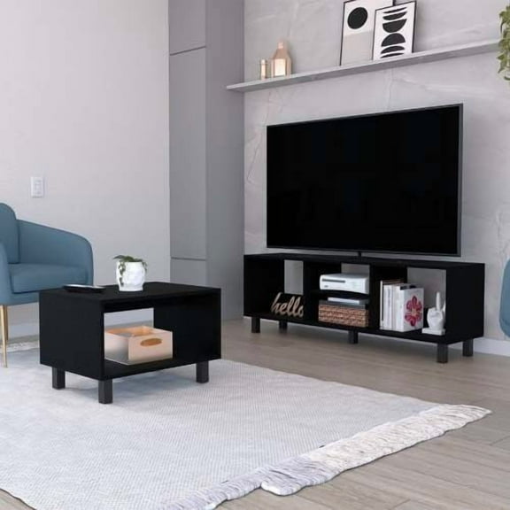 Cterwk Coffee Table TV Stand Set for Living Room, Office, Black