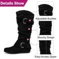thumbnail image 4 of Love Steetly Women's Extra Wide Calf Knee High Boots, Slouchy Double Buckle Flat Fall Winter Boots., 4 of 7
