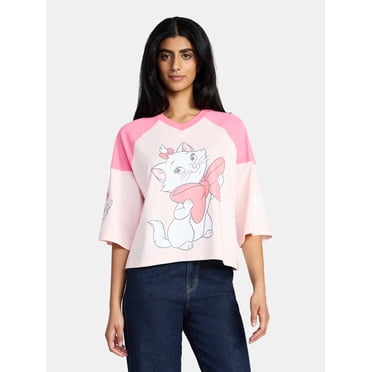 Marie the Cat Women's Varsity Graphic Tee with Elbow Sleeves, Sizes XXS-XXL