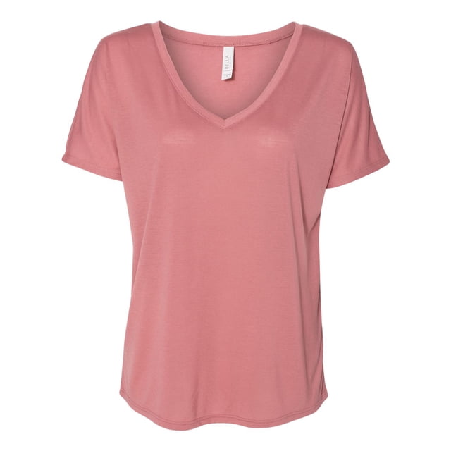 BELLA 8815 BellaCanvas Ladies` Flowy Basic V-Neck Tee 8815, S, Mauve