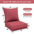 thumbnail image 2 of Snubbull Outdoor Deep Seat Cushion Set 24 X 24 X 6.5 inch Splash-Proof & Fadeness Patio Furniture Cushions，Removable Outdoor Couch Cushions with Hidden Zipper & Adjustment Staps, Fuchsia Red, 2 of 8