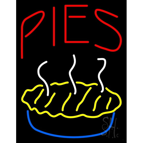 Red Pies Logo LED Neon Sign 19 x 15 - inches, Clear Edge Cut Acrylic Backing, with Dimmer - Bright and Premium built indoor LED Neon Sign for restaurant window and interior decor.