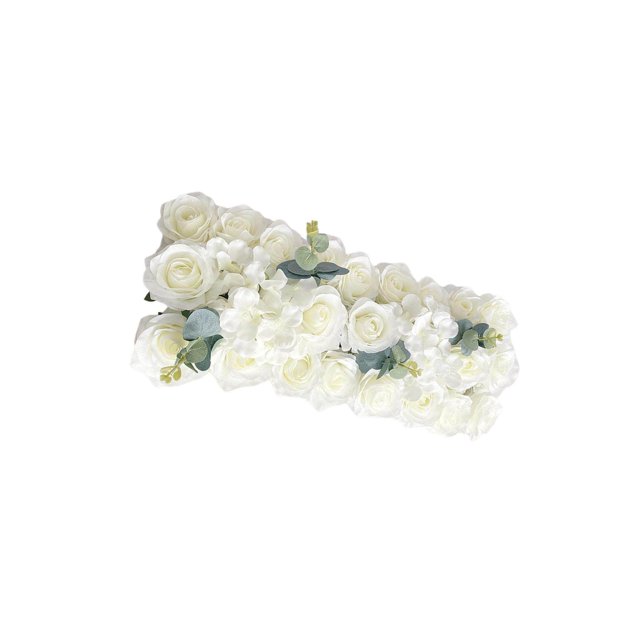 kurtrusly Porte Arquée Fleur Rangée Panneau de Fleurs Réalistes pour T Station Fête Cérémonie Style Blanc 1