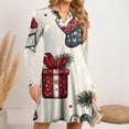 thumbnail image 5 of WTOBBY Women's Holiday Printed Dress Loose V-Neck Long Sleeve Casual Christmas Party Wear with Festive Theme Pattern for Seasonal Occasions,Sky Blue 2XL, 5 of 6