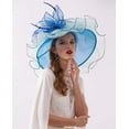 thumbnail image 4 of Women Derby Church Hat Organza Flower Wedding Tea Party Fascinator Hat Wide Brim Sun Hat, 4 of 6