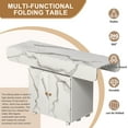 thumbnail image 2 of 47" Wood Folding Dining Table with storage rack and cabinet, Removable Entryway Table with 6 Wheels, White Marble Color Kitchen Island, Side Table and Coffee Table Versatile Table Space Saving, 2 of 8